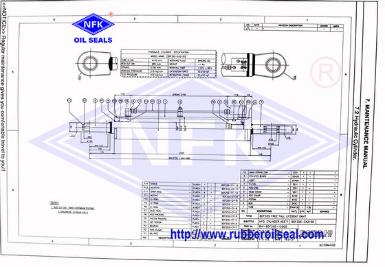 Marine BDF35S-CA2150 Free-fall Life Boat Hydraulic Cylinder Seal Kit - Leak-Proof Ship Repair Parts